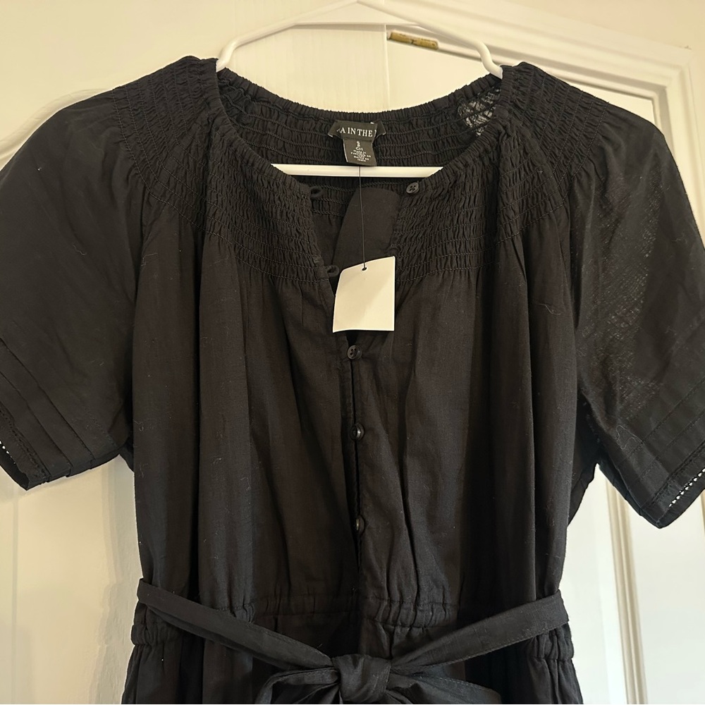 Pea in the Pod Black Maternity Linen Button-Down Dress - Picture 10 of 16